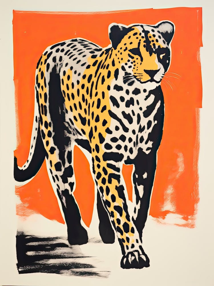 Guépard, Dessin Animalier sur Bois 1