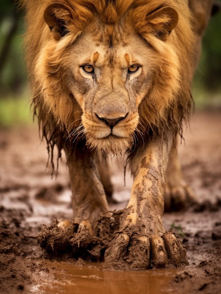 African Lion Muddy Paws Realism 1