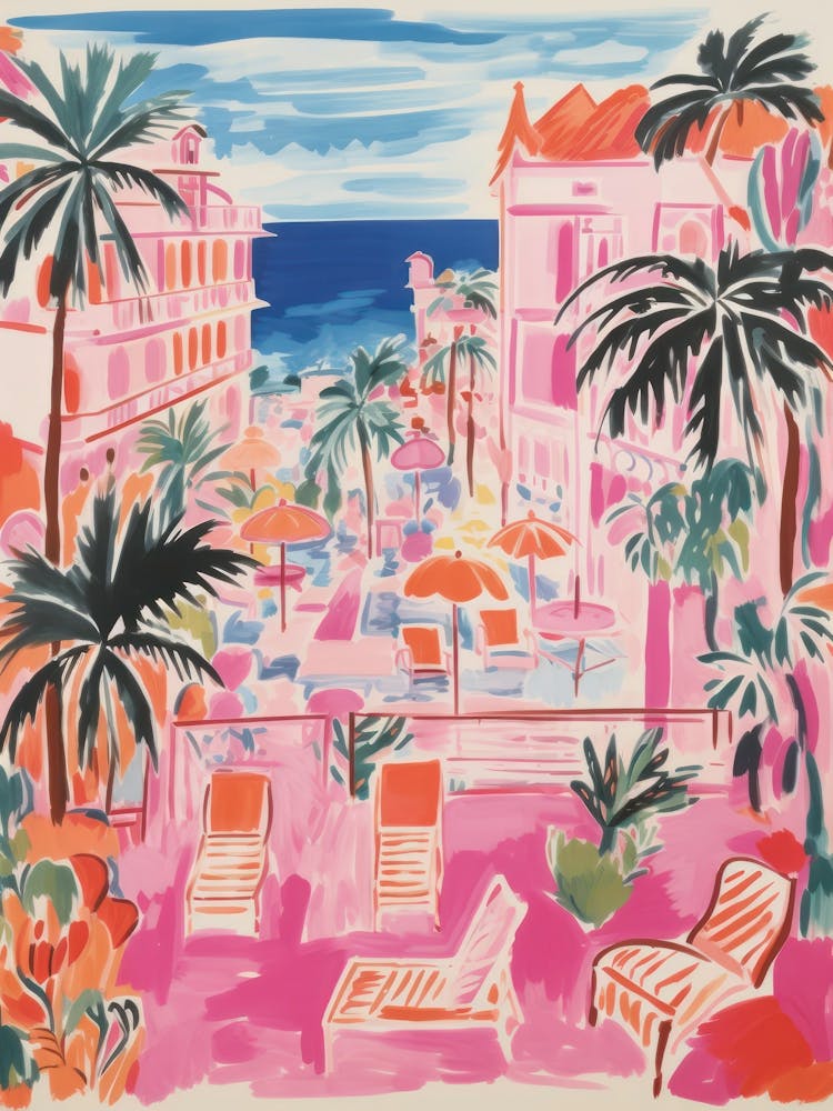 Palermo, Sicily   Italy Beach Club Lido Watercolour 1