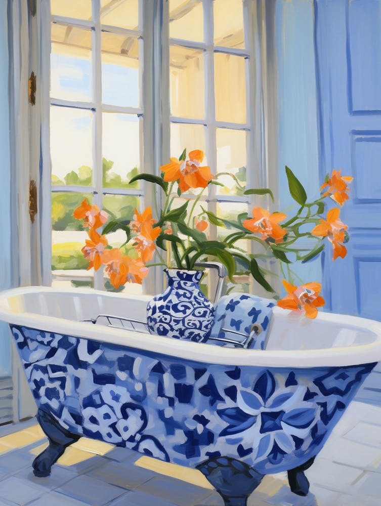 A Bathtube Full Of Freesia In A Bathroom 1