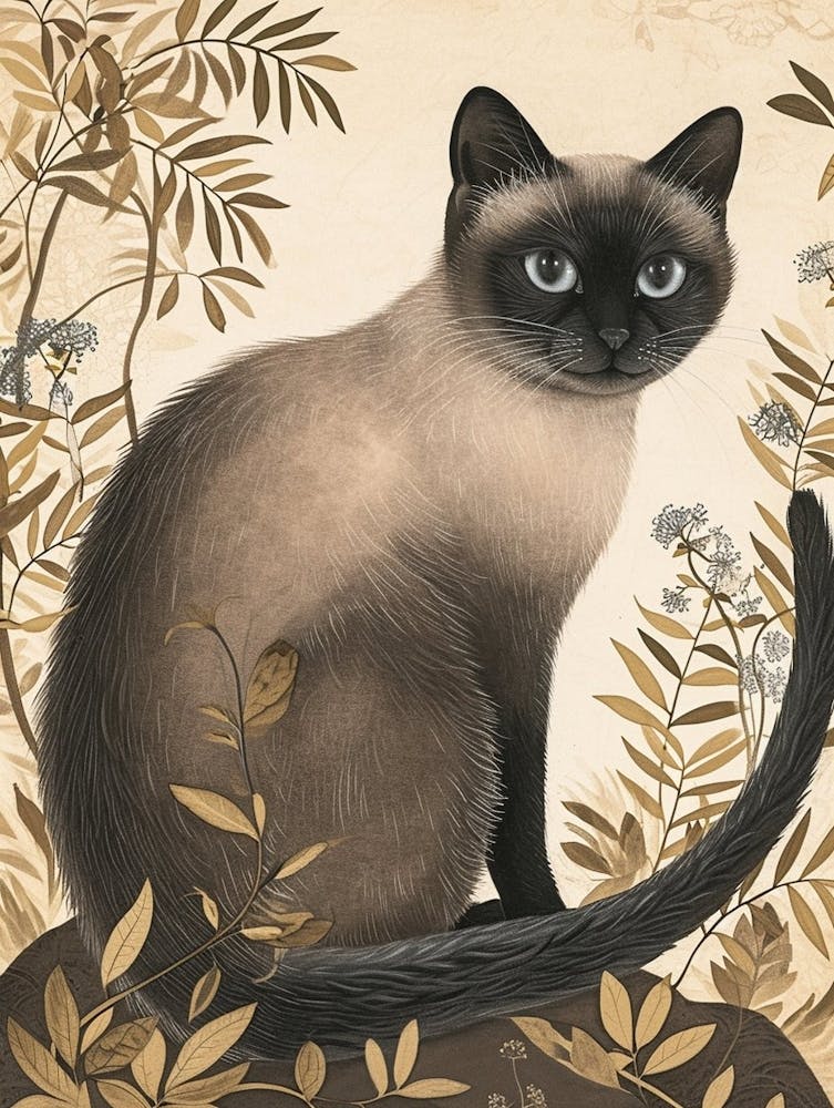 Siamese Cat Japanese Illustration 3
