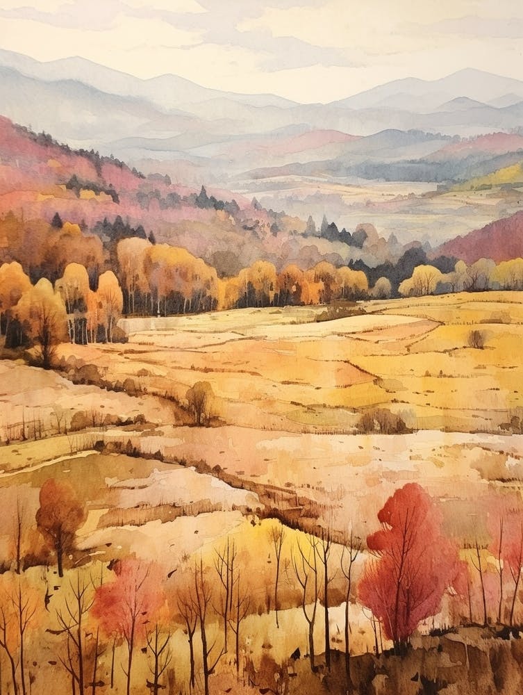 Autumn National Park Painting Pyrenees National Park 2