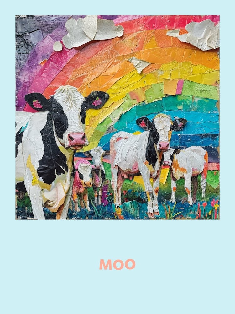 Moo Cow Rainbow Poster 2