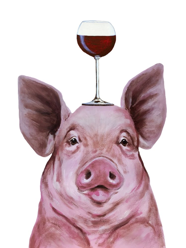 Pig With Wineglass