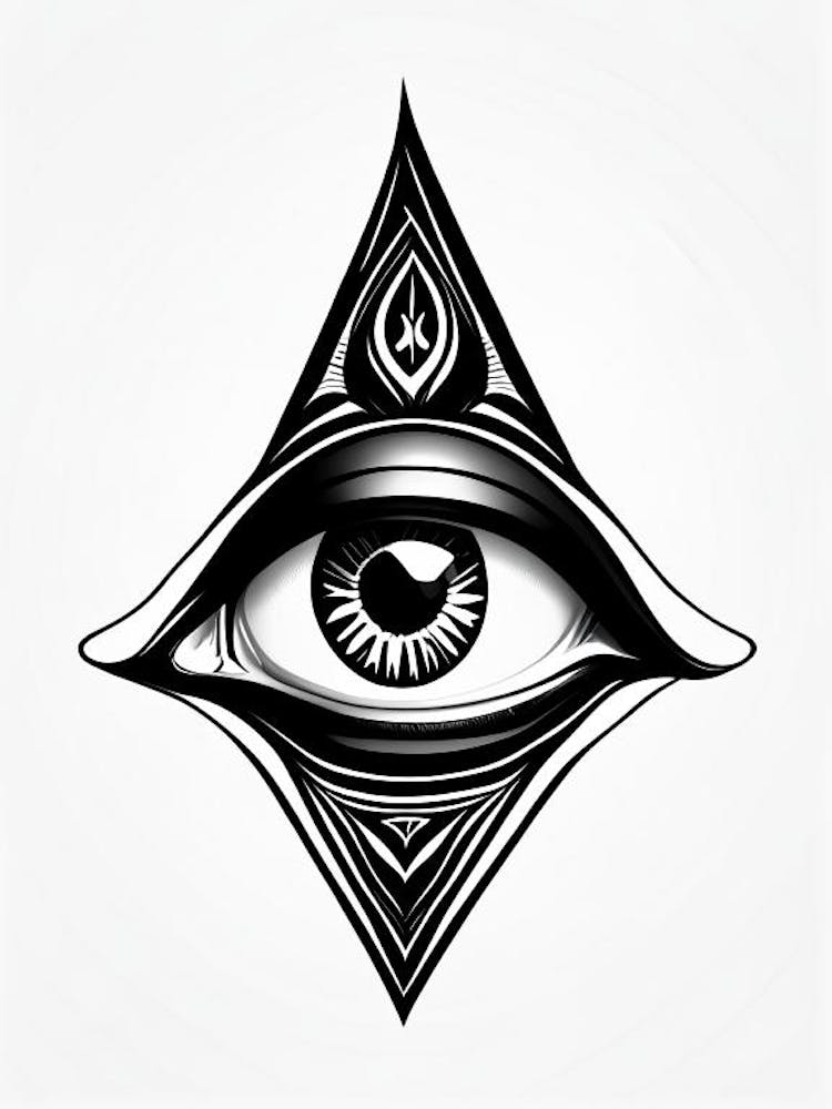 Third Eye Symbolism, Symbol, Third Eye Simple Black & White Illustration 1