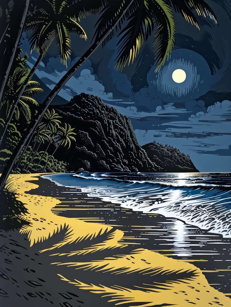 Hawaiianischer Strand bei Nacht