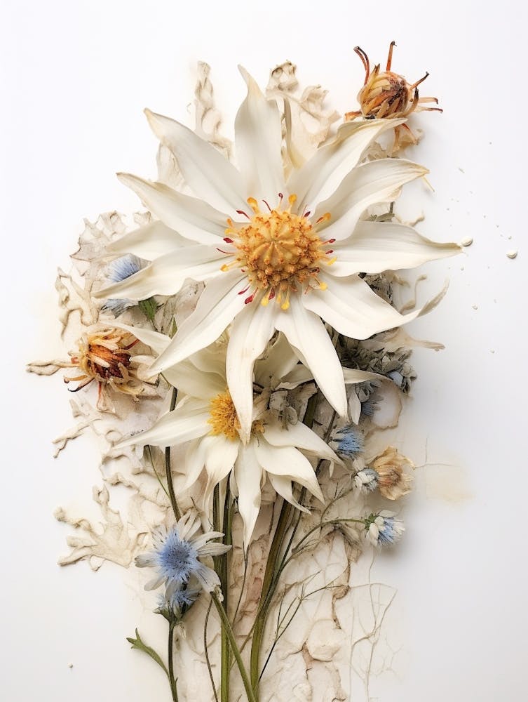 Pressed Flower Botanical Art Edelweiss 2