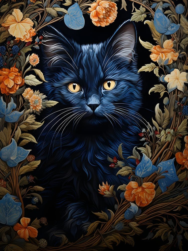 Contemporary Floral Cat 1