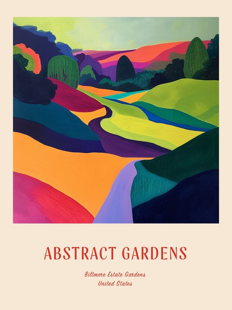 Colourful Gardens Biltmore Estate Gardens Usa 1 Red Poster