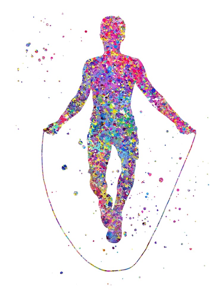 Male Jumping Rope Watercolor
