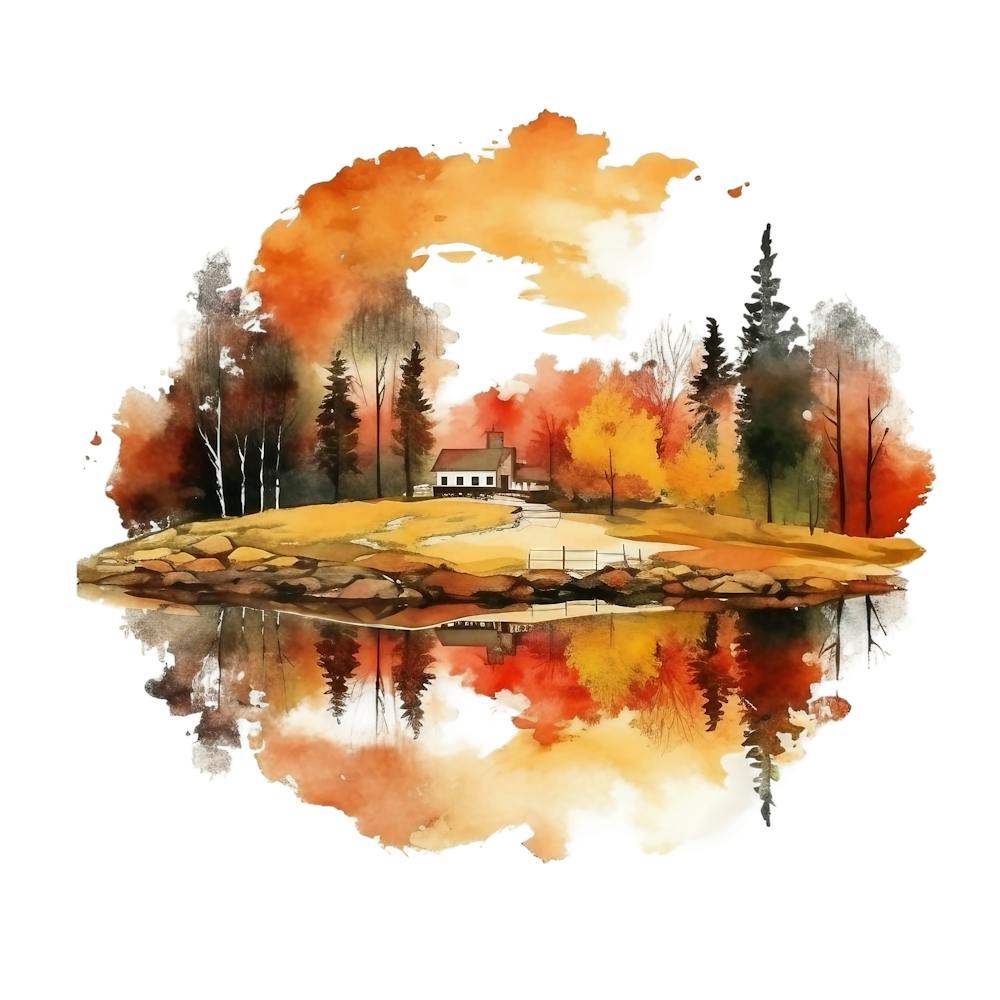 Watercolor Autumn Landscape 38