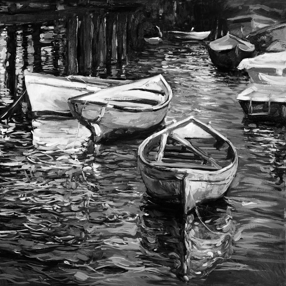 Black And White Boat Painting
