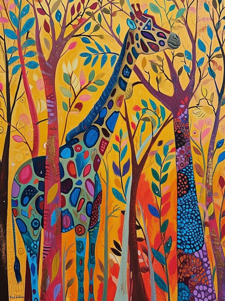 Abstract Pattern Of A Giraffe With Its Head In The Tree
