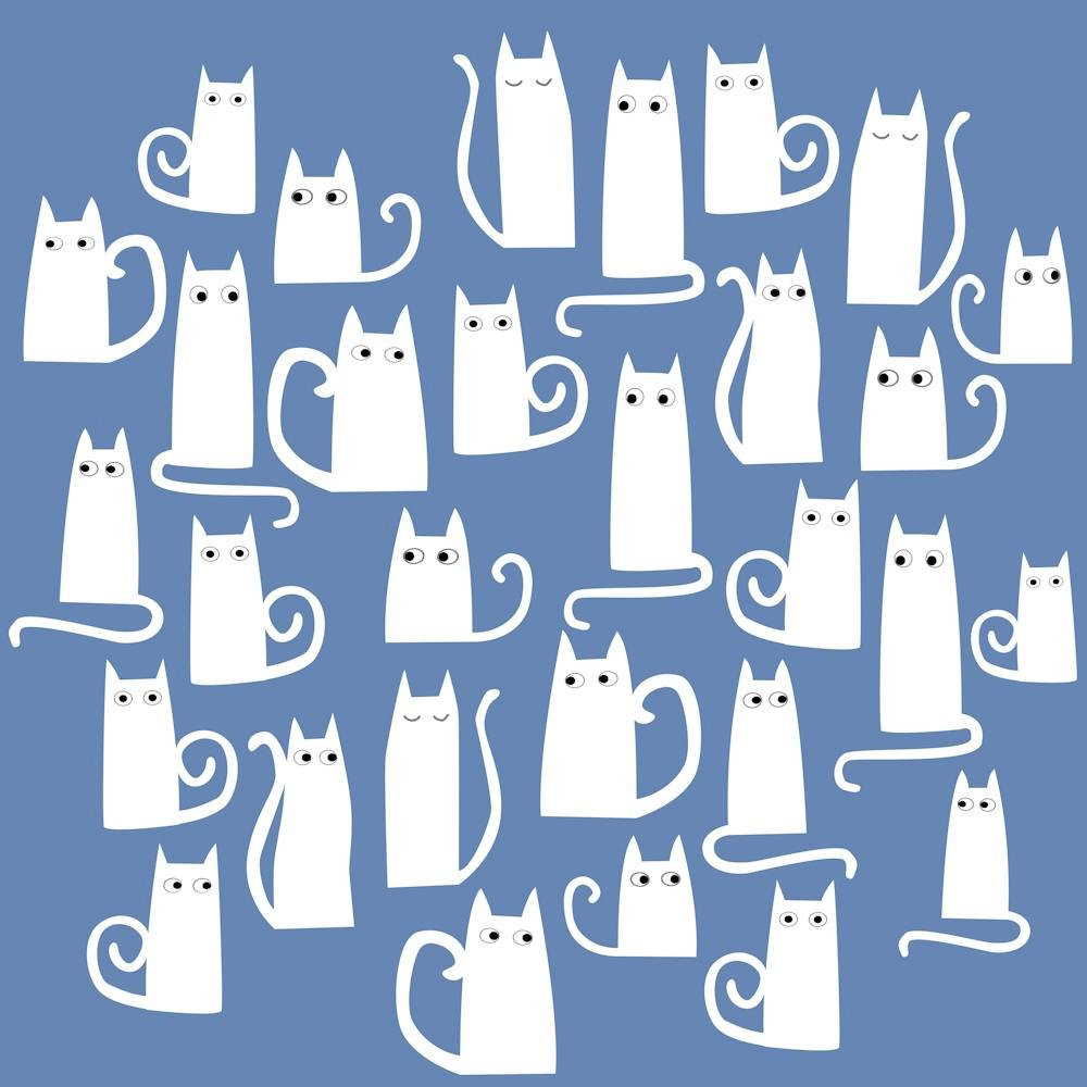 White Cats on Blue