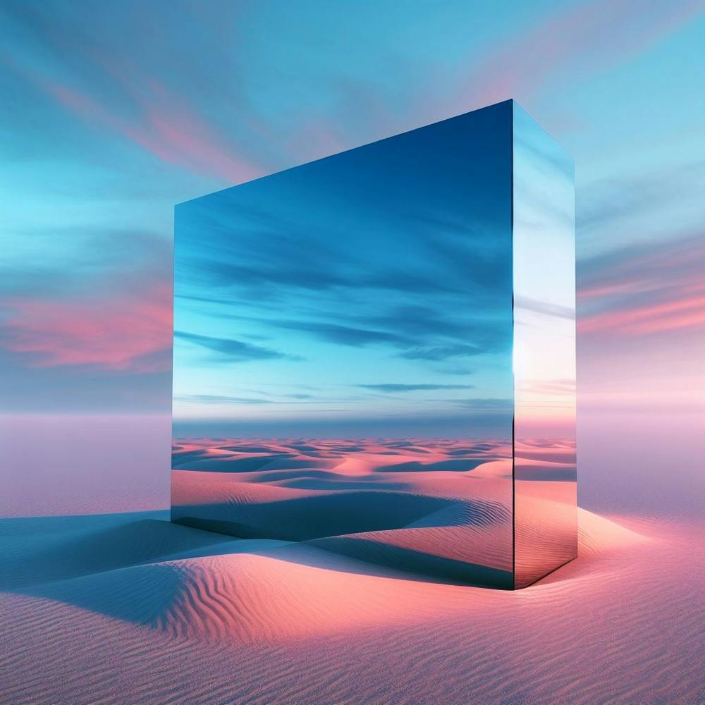 Ai Image Of Mirror Monolith In Desert