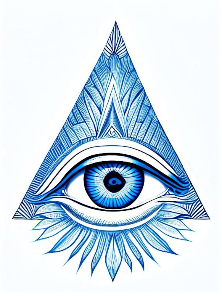 Pineal Gland, Symbol, Third Eye Blue & White 5