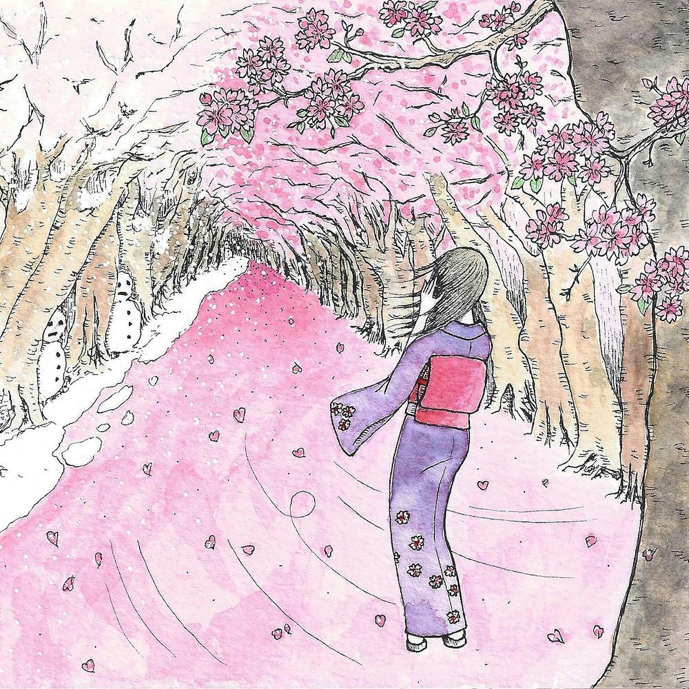 Cherry Blossom Flurry Square