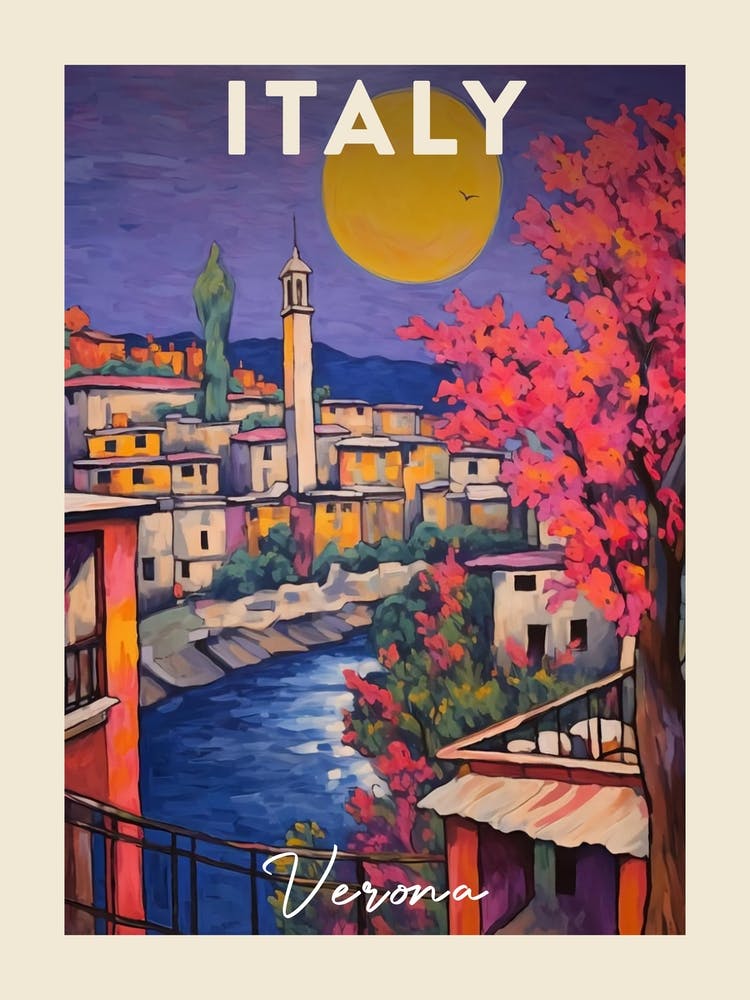 Verona Italy 1 Fauvist Painting Travel Poster