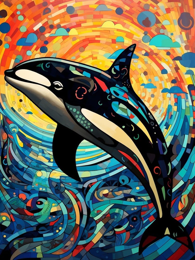 Orca Whale Abstract Geometric 