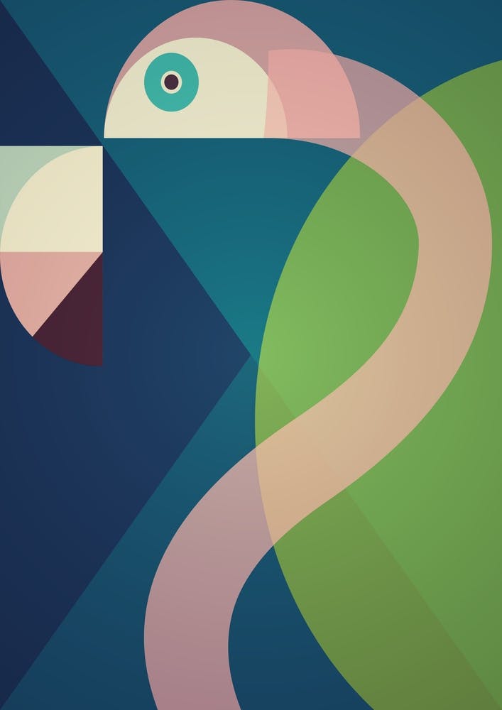 Mid Century Geometric Big Flamingo