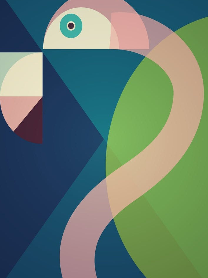 Mid Century Geometric Big Flamingo