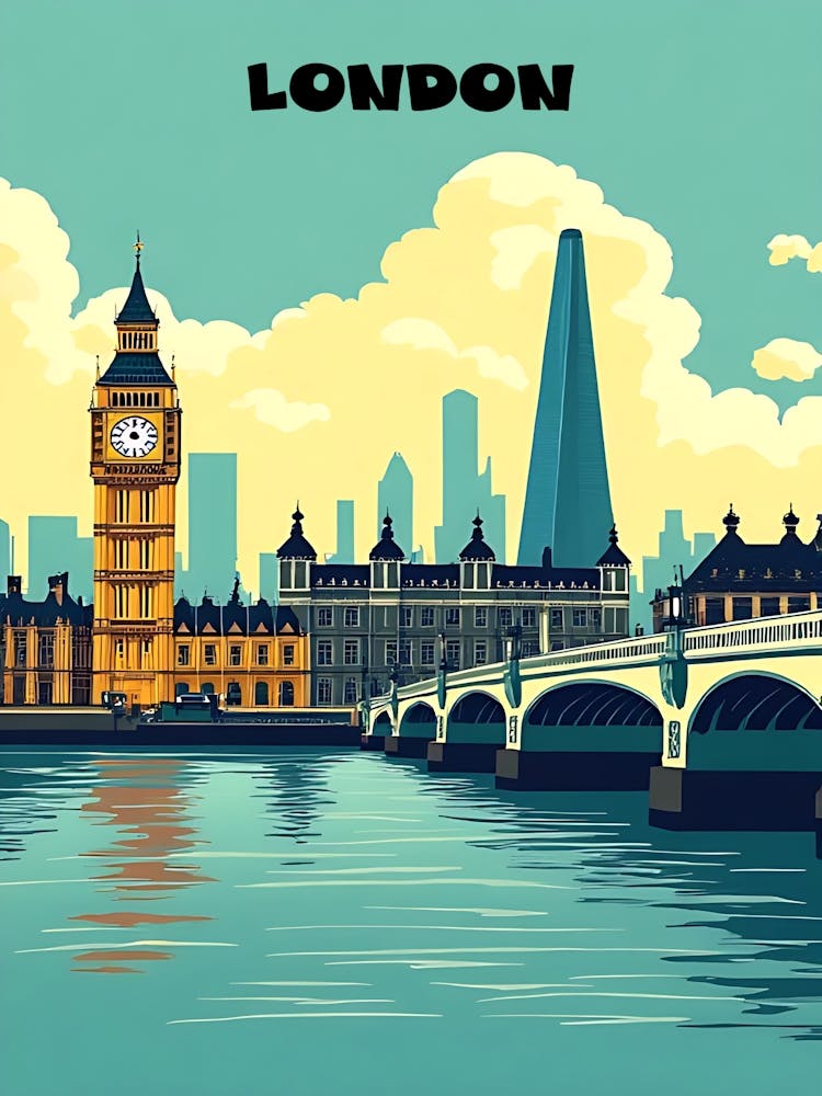 London Digitale Kunst Vintage Reiseplakat 01