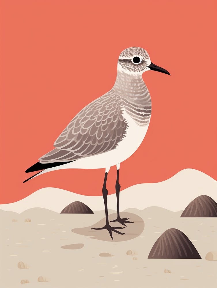 Minimalist Grey Plover 2 Illustration