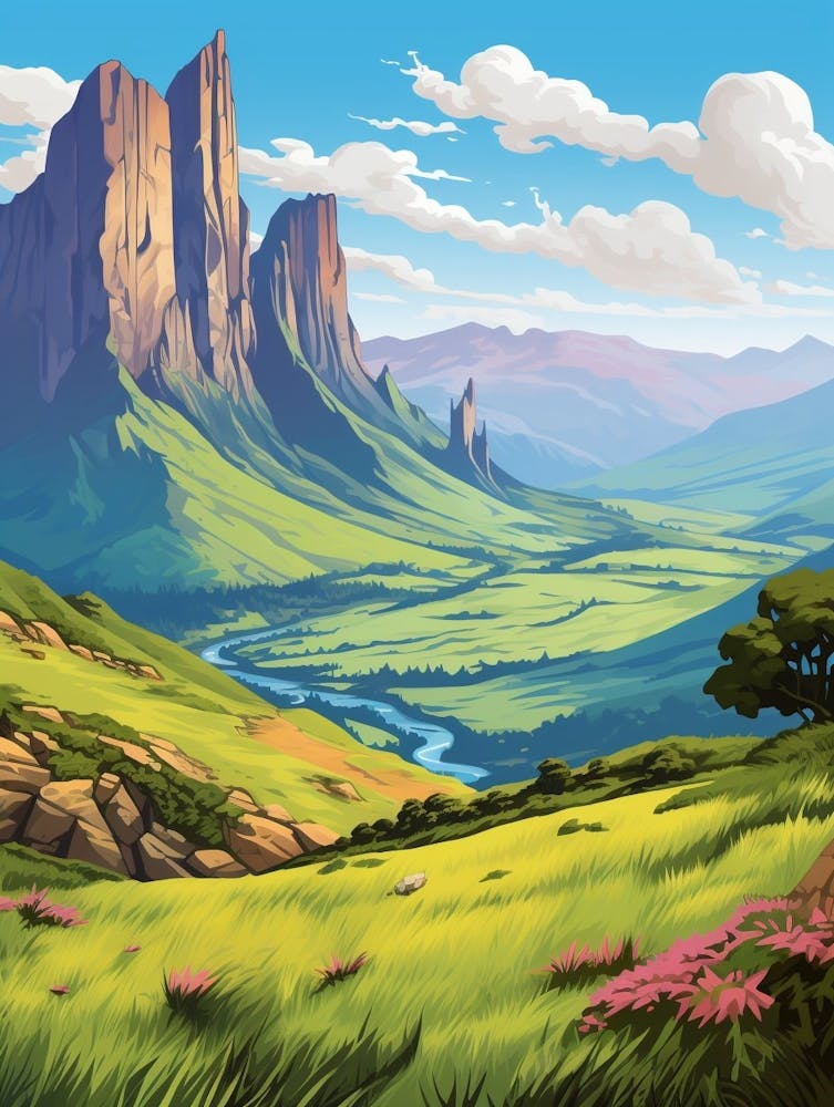 Drakensberg Mountain Range Cartoon 2