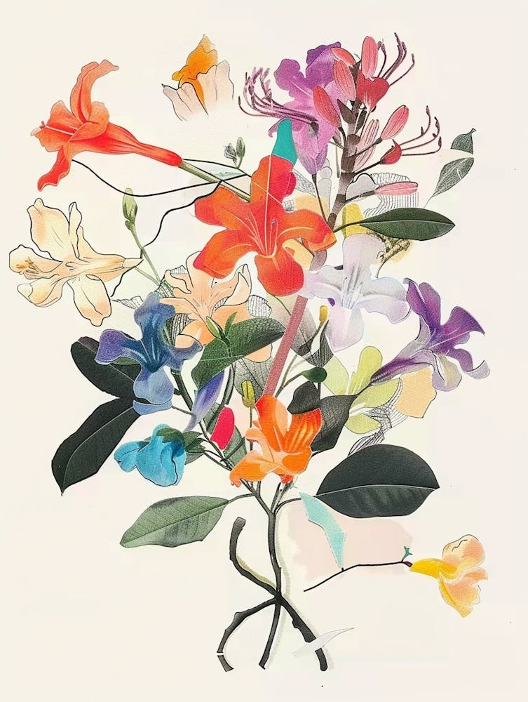 Honeysuckle 3 Collage Flower Bouquet