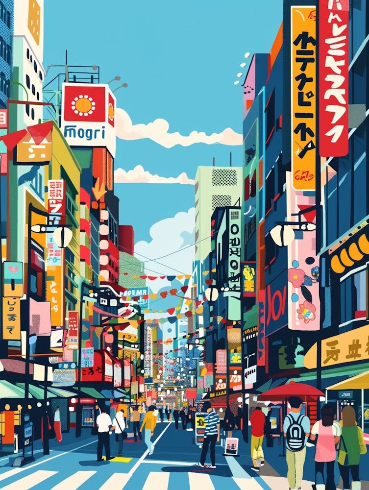 Dotonbori Osaka 1 Colourful Illustration