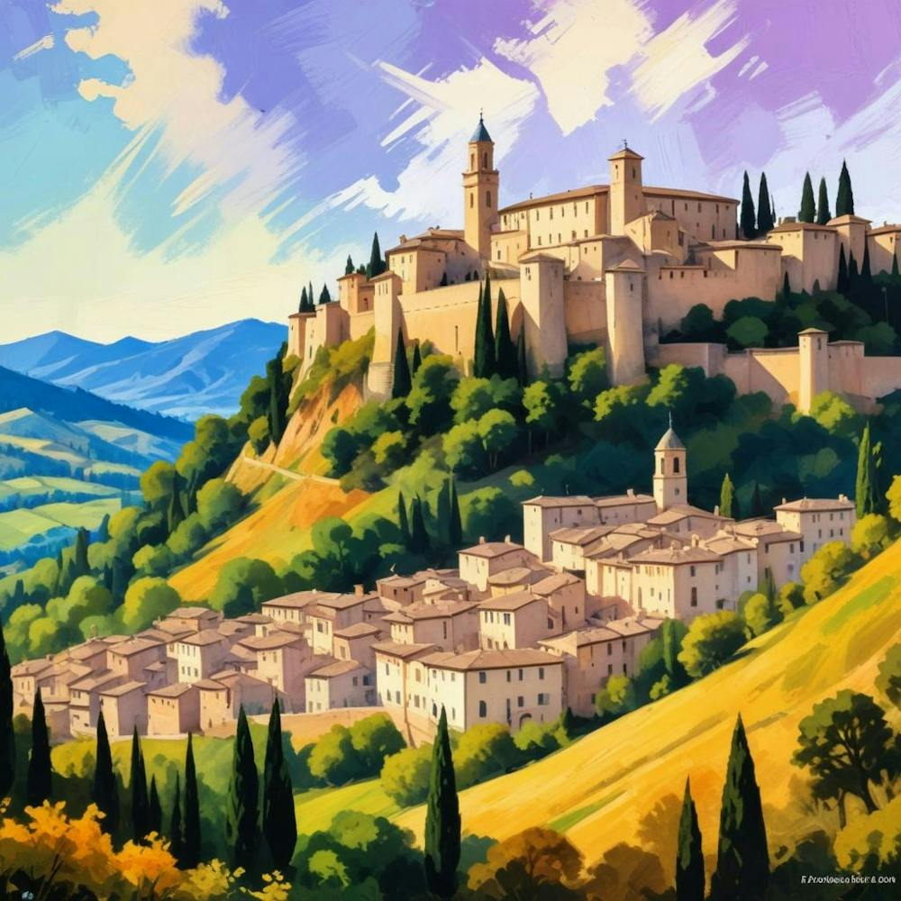 Urbino Italy Fauvist Painting Travel Poster