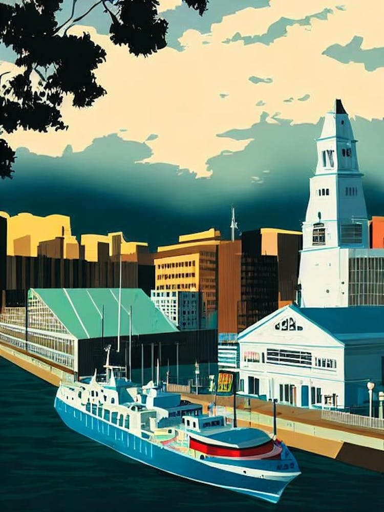 Port Of Melbourne Australia Vintage Poster harbour