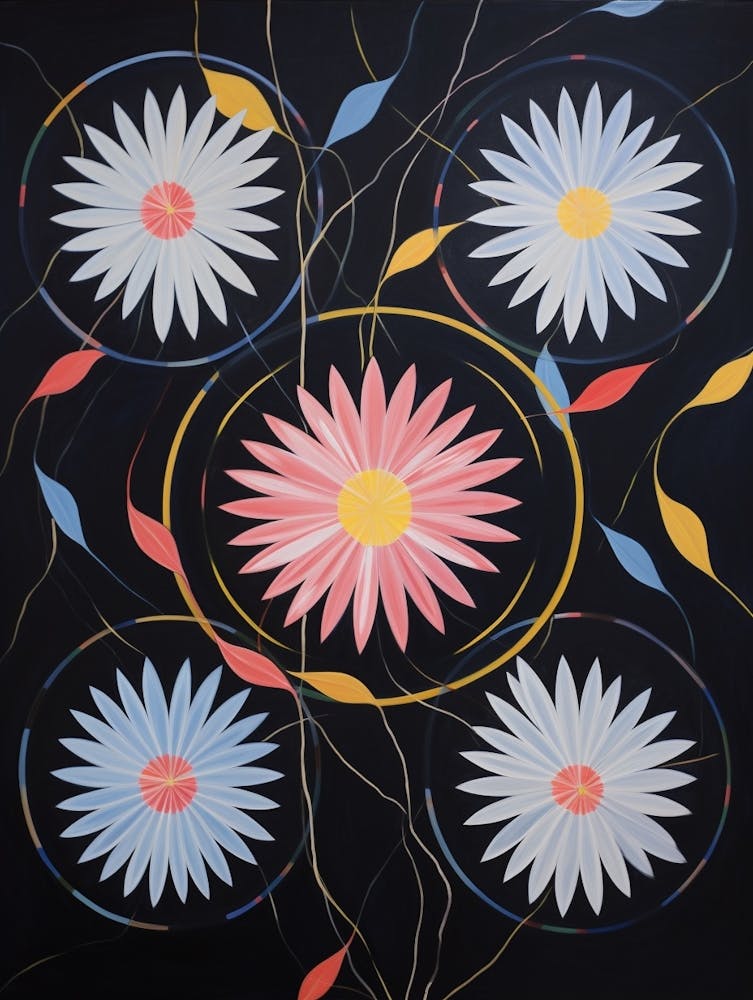 Asters 7 Hilma Af Klint Inspired Flower Illustration