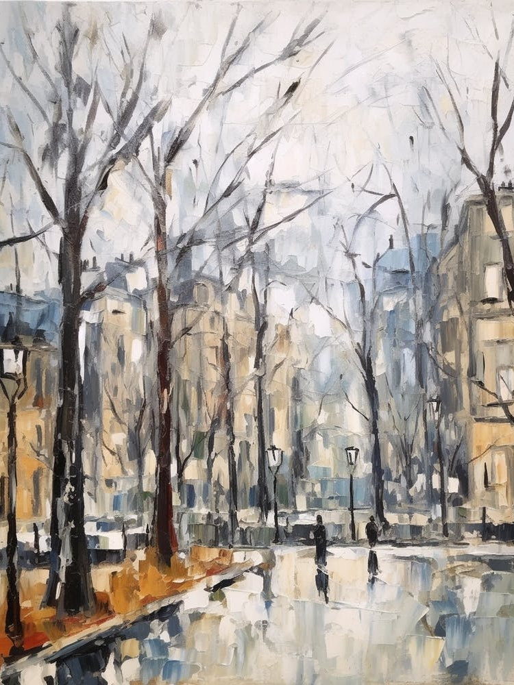 Winter City Park Painting Parc Monceau Paris France 1