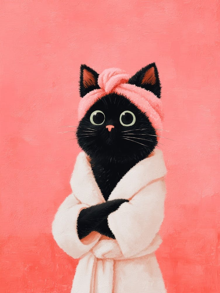 Cat In A Bathrobe 1