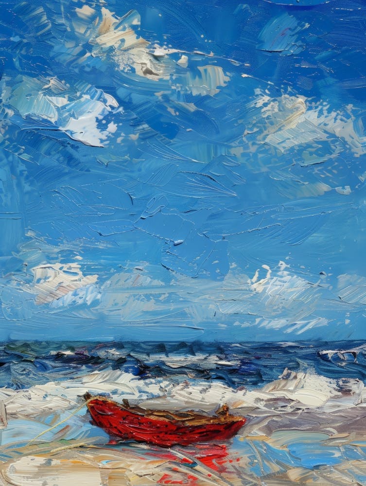 Red Boat On The Beach 2