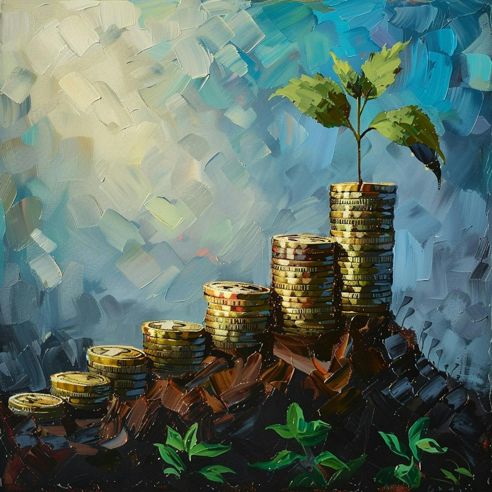 Stacked Coins With A Tree