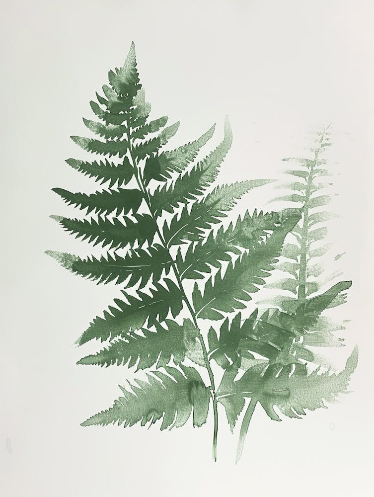 Green Ink Painting Of A Pteris Fern 1