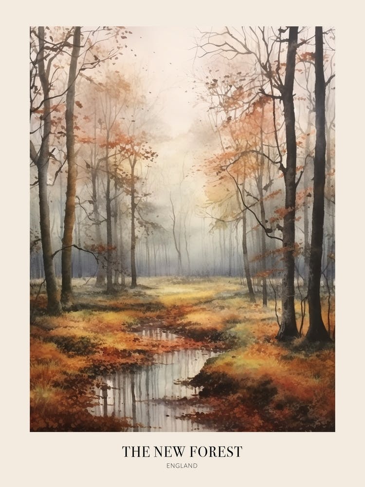 Autumn Forest Landscape The New Forest England 2 Poster