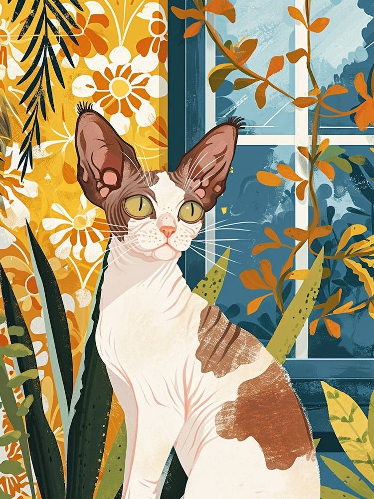 Cornish Rex Storybook Illustration 2