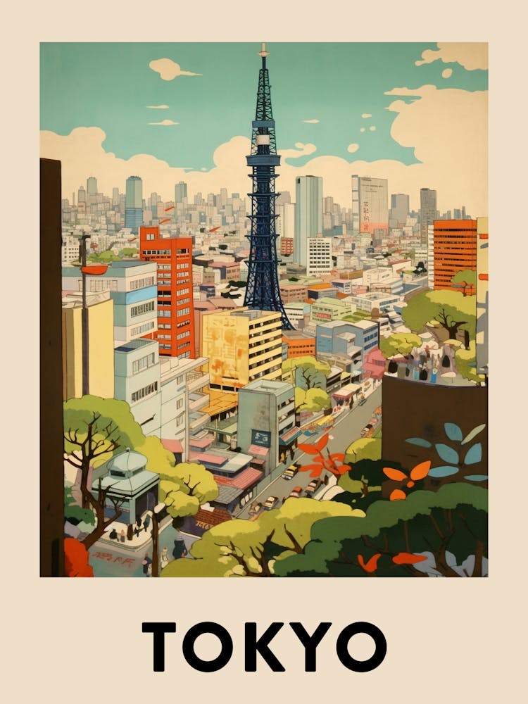 Tokyo 2 Vintage Travel Poster