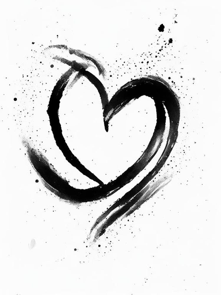 Infinity Heart Symbol Black And White Painting
