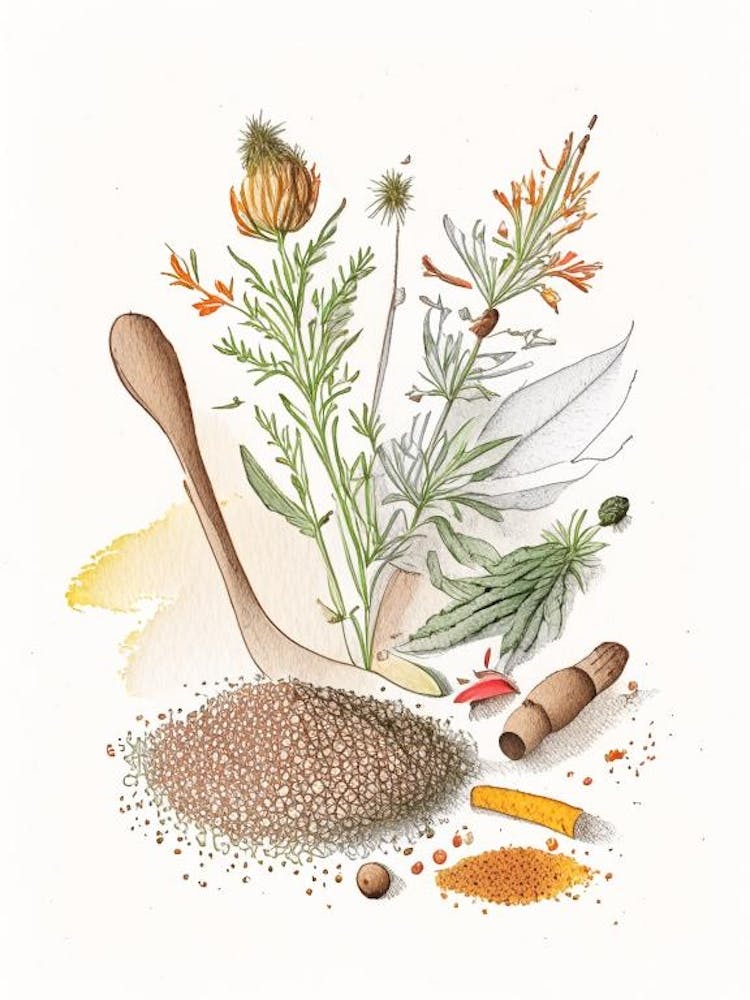 Mace Spices And Herbs Pencil Illustration 1