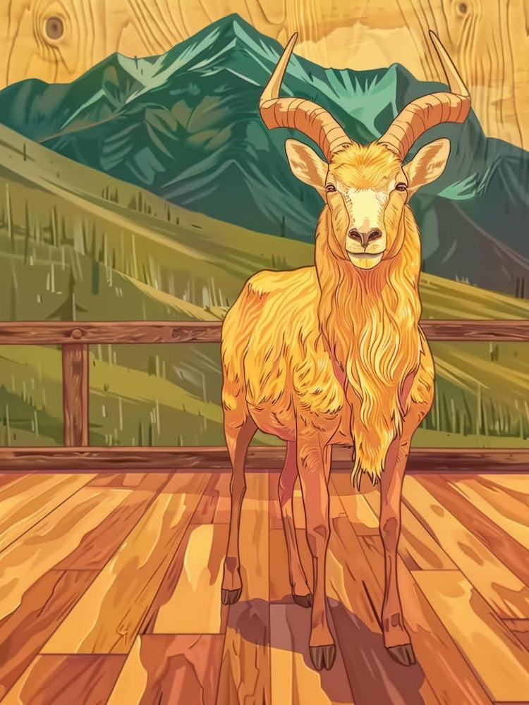 Goat On A Wooden Floor