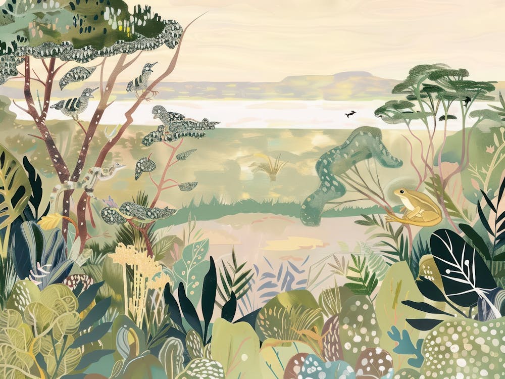 Frogs Tropical Jungle Illustration 3
