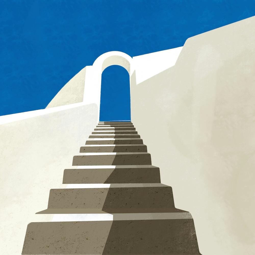 Stairs To The Sky Santorini Square