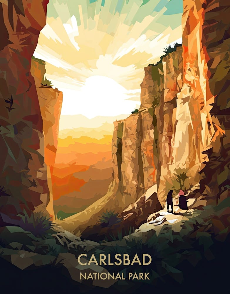Carlsbad National Park Travel Poster Illustration Style 1