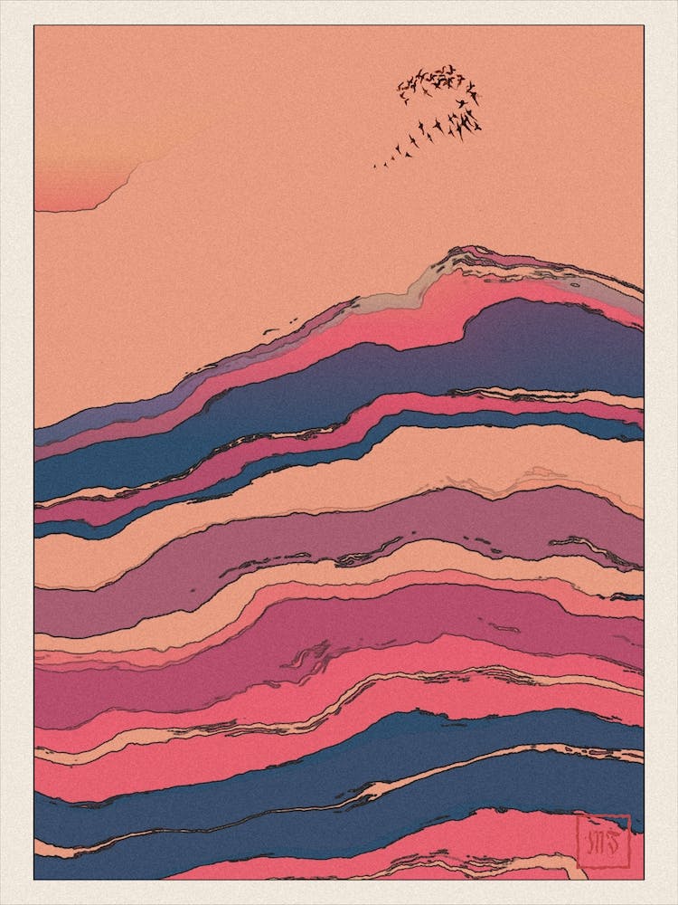 Abstract Sunset Landscape Inspired By Minimalist Japanese Ukiyo E Painting Style 8
