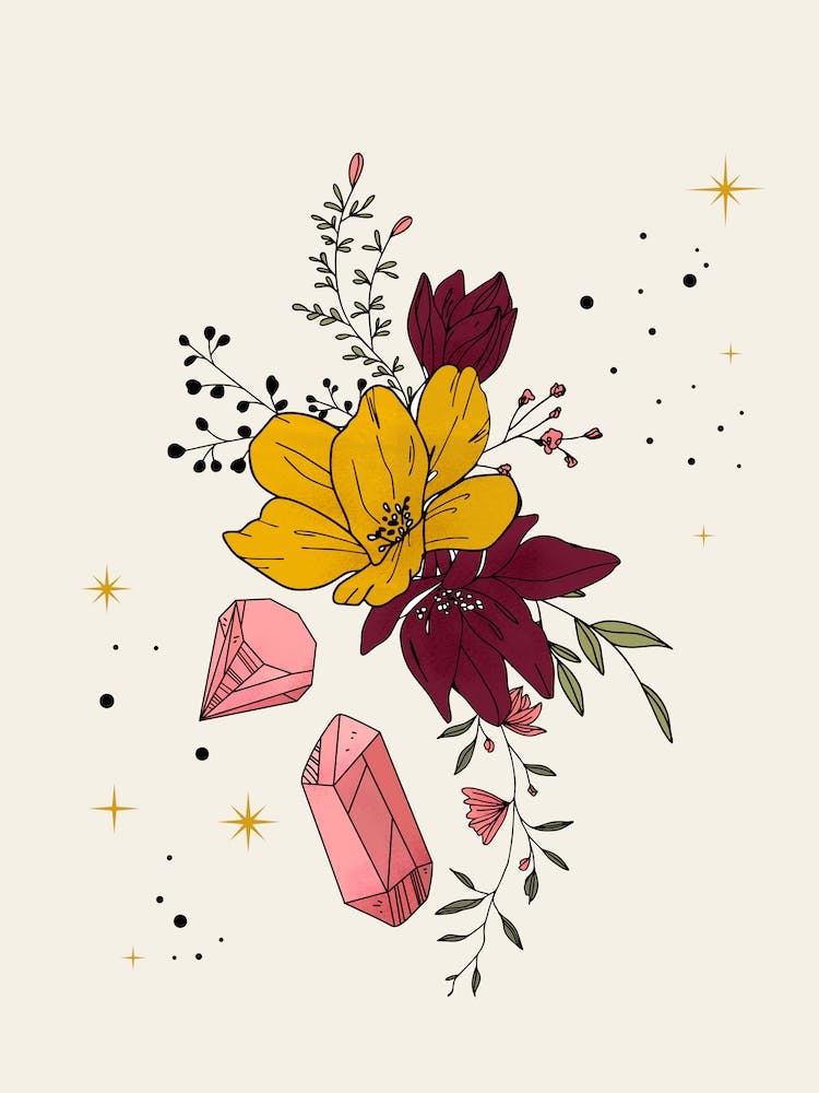 Flowers Crystals And Stars