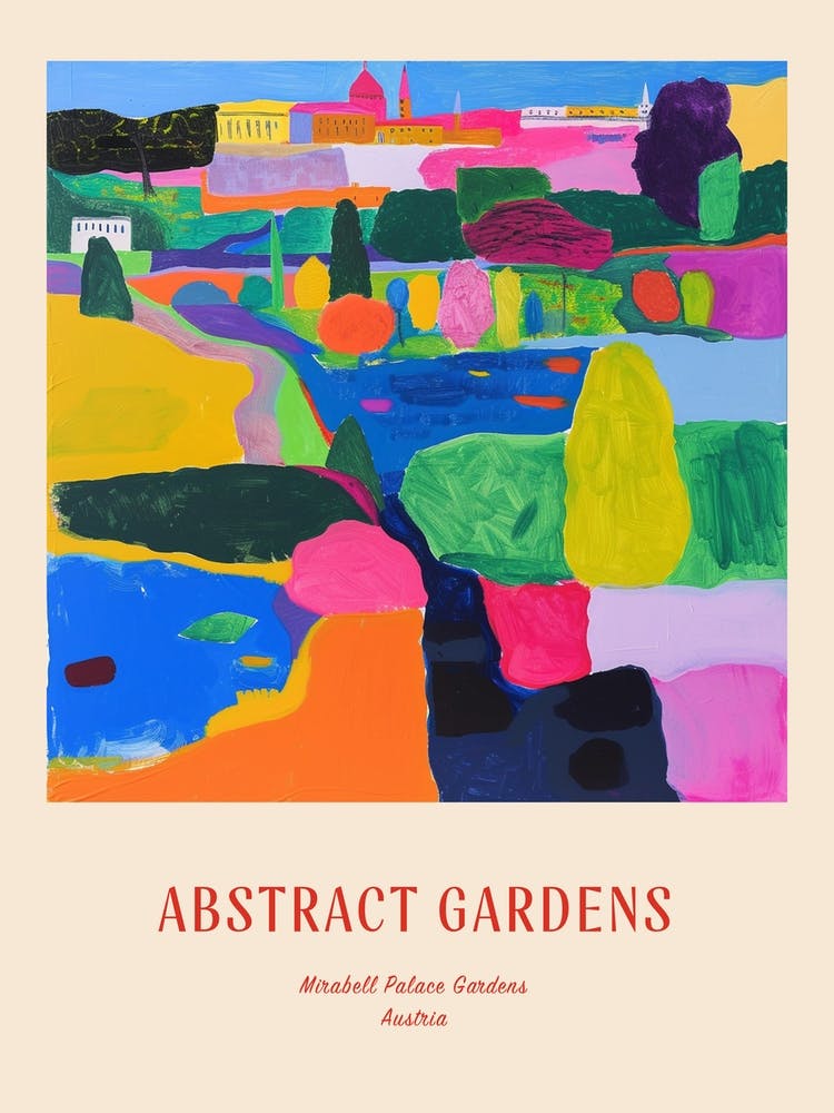 Colourful Gardens Mirabell Palace Gardens Austria 3 Red Poster